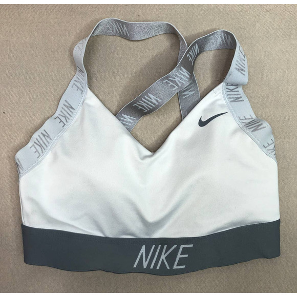 Nike Other - Nike Pro Indy Logo Back Bra, Womens Sz S, White &‎ Gray